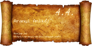 Aranyi Anikó névjegykártya