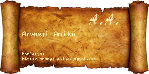 Aranyi Anikó névjegykártya